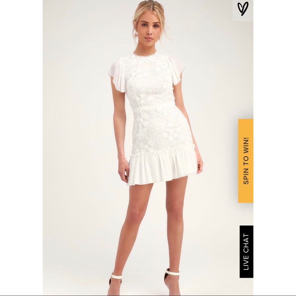 Ryse ivy white ruffled mini dress bridal
